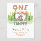 Budget Een Happy Camper 1e verjaardag Uitnodiging (Voorkant)
