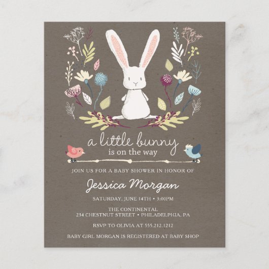 Budget een kleine bunny Baby shower uitnodiging Flyer (Voorkant)
