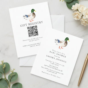 Budget Eend Baby Shower 2-zijdige registratie QR-c