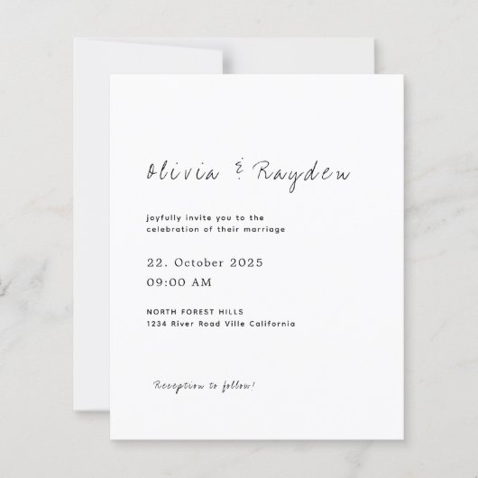 BUDGET Eenvoudig minimalistisch script bruiloft (Voorkant)