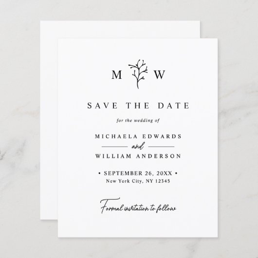 Budget Eenvoudig Modern Botanisch Sla de datum Kaa (Voorkant / Achterkant)