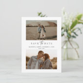 Budget Eenvoudig Modern Minimalistisch Drie Foto Save The Date (Staand voorkant)