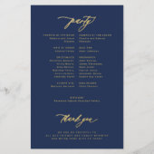 Budget eenvoudig script goud marine bruiloft progr flyer (Achterkant)