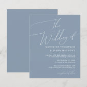 BUDGET Eenvoudig Stoffig Blauw Script De bruiloft (Voorkant / Achterkant)