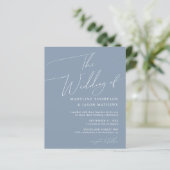 BUDGET Eenvoudig Stoffig Blauw Script De bruiloft (Staand voorkant)