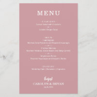 Budget Eenvoudige Dusty Roos Wedding Menu