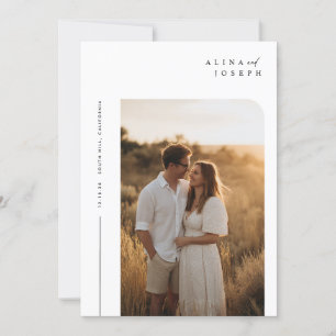 Budget Eenvoudige Minimalistische Boho Fotobruilof Kaart