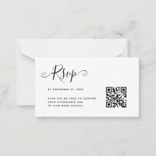 BUDGET Eenvoudige Minimalistische QR Code RSVP Huw Notitiekaartje