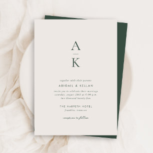 Budget Eenvoudige Moderne Crème Groene Monogram Br Kaart