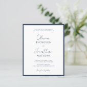 BUDGET Eenvoudige Navy Blauwe Script QR Code Trouw (Staand voorkant)