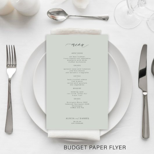 Budget eenvoudige salie groene bruiloft menu