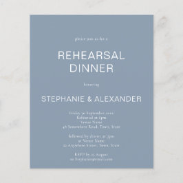 Budget Eenvoudige Stusty Blue Rehearsal Dinner Inv