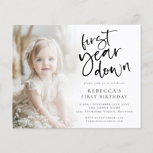 Budget Eerste Jaar Down Foto 1e verjaardag (Voorkant)