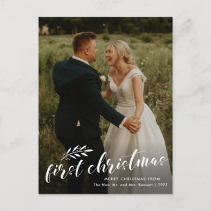 Budget Eerste Kerstdag Trouwfoto Vakantiefoto Kers Feestdagenkaart