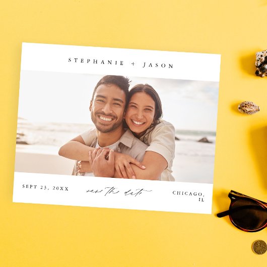 Budget Elegan Panorama Foto Modern Save the Date Flyer