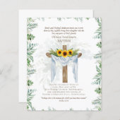 BUDGET Elegant BAPTISM nodigt Greenery Sunflower u (Voorkant / Achterkant)