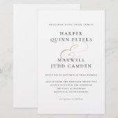 Budget Elegant Black and White Wedding Invitation (Voorkant / Achterkant)