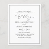 Budget Elegant Black and White Wedding Invitation (Voorkant)
