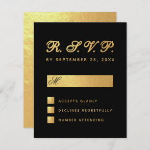 Budget Elegant Black Faux Gold Script Weddenschap 