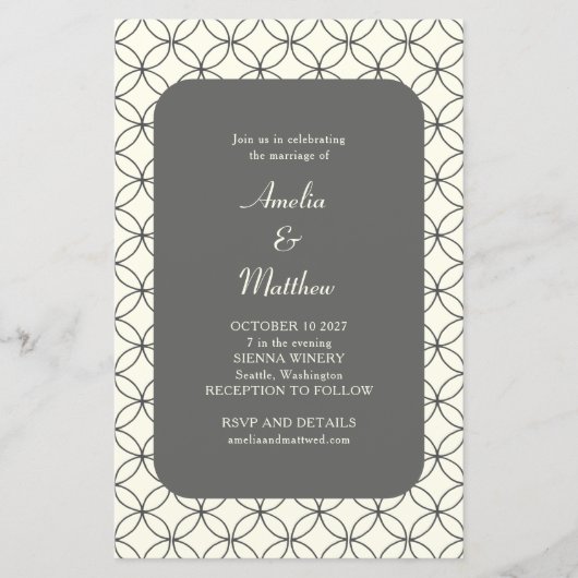 Budget Elegant Black Line Wedding Invite (Voorkant)
