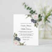 Budget Elegant Blue Floral Wedding Flyer (Staand voorkant)