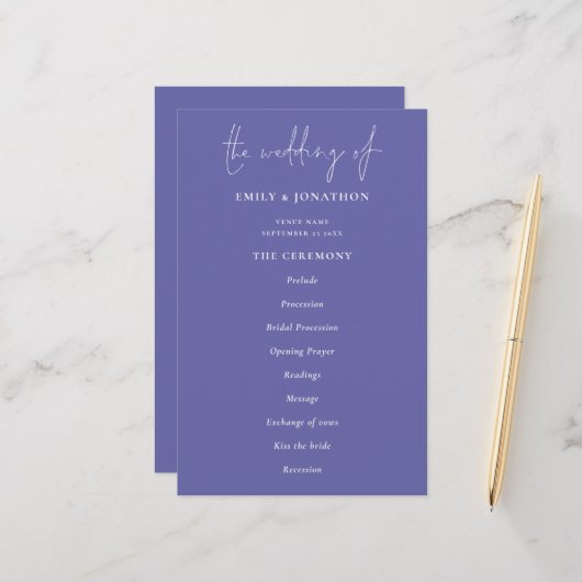 Budget Elegant Blue Wedding Programme (Voorkant / Achterkant in situ)