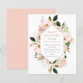 Budget Elegant Blush & Gold Floral Baby shower (Voorkant / Achterkant)