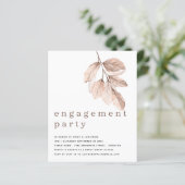 Budget Elegant Blush Leaf Engagement Party nodigt (Staand voorkant)