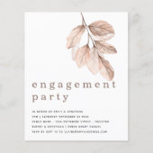 Budget Elegant Blush Leaf Engagement Party nodigt (Voorkant)