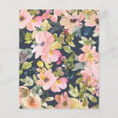 Budget Elegant Blush Navy Floral Wedding Invite (Achterkant)