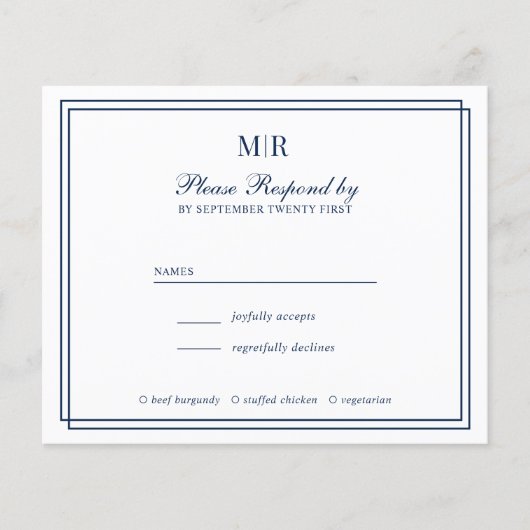 BUDGET Elegant Double Border Monogram Weddenschap  (Voorkant)