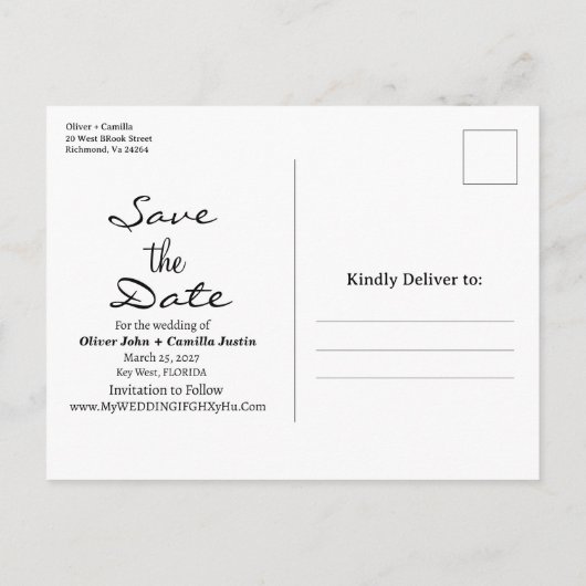 Budget élégant Enregistrer la date invitations mar (Dos)