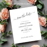 Budget élégant enregistrer la date noir et blanc<br><div class="desc">Elégant style de typographie minimaliste moderne neutre BUDGET mariage ABORDABLE enregistrer la date PAPER FLYER (type papier de publicité flyer). VEUILLEZ LIRE CECI AVANT D'ACHETER ! Il s'agit d'une carte mariage abordable et économique imprimée sur un FLYER. Veuillez noter que BUDGET PAPER EST MINCE - Vous pouvez mettre à niveau...</div>