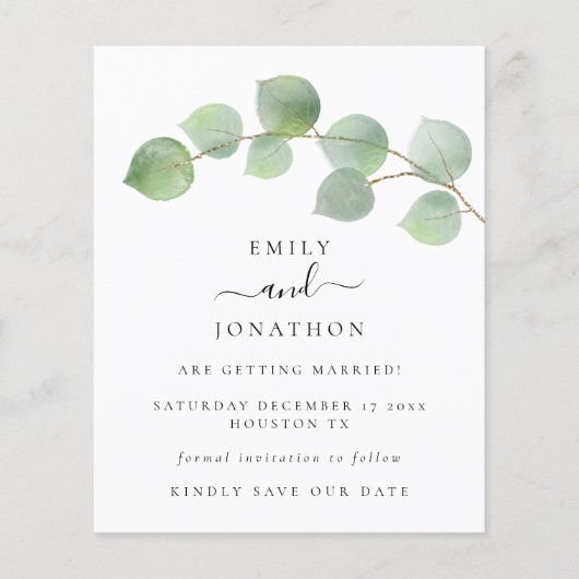 Budget Elegant Eucalyptus Feuilles Enregistrer la (Devant)