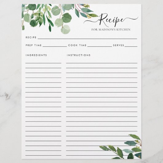 Budget Elegant Eucalyptus laat keukenrecept achter Flyer (Voorkant)