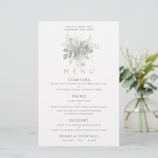 Budget Elegant Eucalyptus verliest Groen Gold Menu (Staand voorkant)