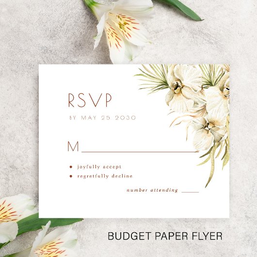 Budget elegant floral pampas bruiloft RSVP Flyer
