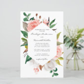 Budget Elegant Floral Wreath Wedding Invite (Staand voorkant)