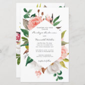 Budget Elegant Floral Wreath Wedding Invite (Voorkant / Achterkant)