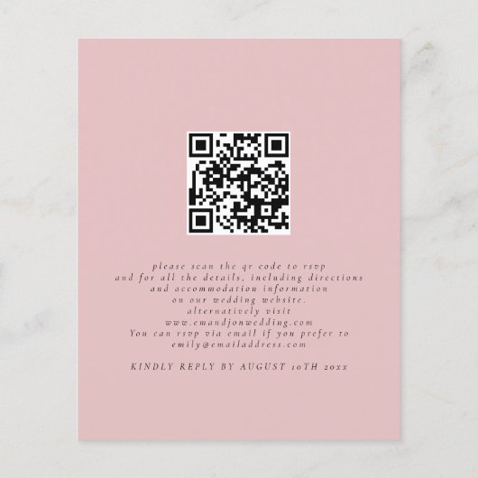 Budget Elegant Florals QR Code Weduwen Uitnodiging (Achterkant)