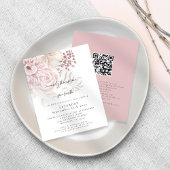 Budget Elegant Florals QR Code Weduwen Uitnodiging