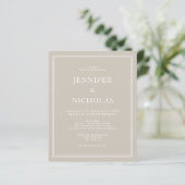 Budget Elegant Formal Taupe Beige Wedding Invite (Staand voorkant)