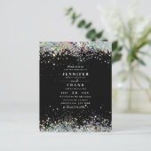 Budget Elegant Glitter Black Wedding Uitnodiging (Staand voorkant)