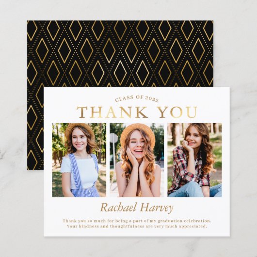 Budget Elegant Gold 3 Foto Afstuderen Hartelijk da (Voorkant / Achterkant)