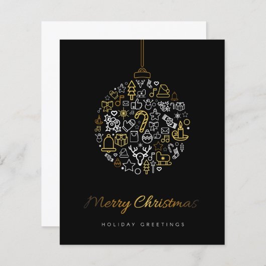 Budget Elegant Gold & Black Merry-Kaart voor feest (Voorkant / Achterkant)