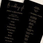 Budget Elegant Gold Black Wedding Programme