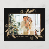 Budget Elegant Gold Feuilles 2 Photo Carte de Noël (Dos)