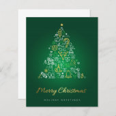 Budget Elegant Gold & Green Merry Carte de Noël (Devant / Derrière)