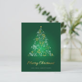 Budget Elegant Gold & Green Merry Carte de Noël (Debout devant)