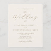 Budget Elegant Gold Script Ivory Wedding Invite (Voorkant)